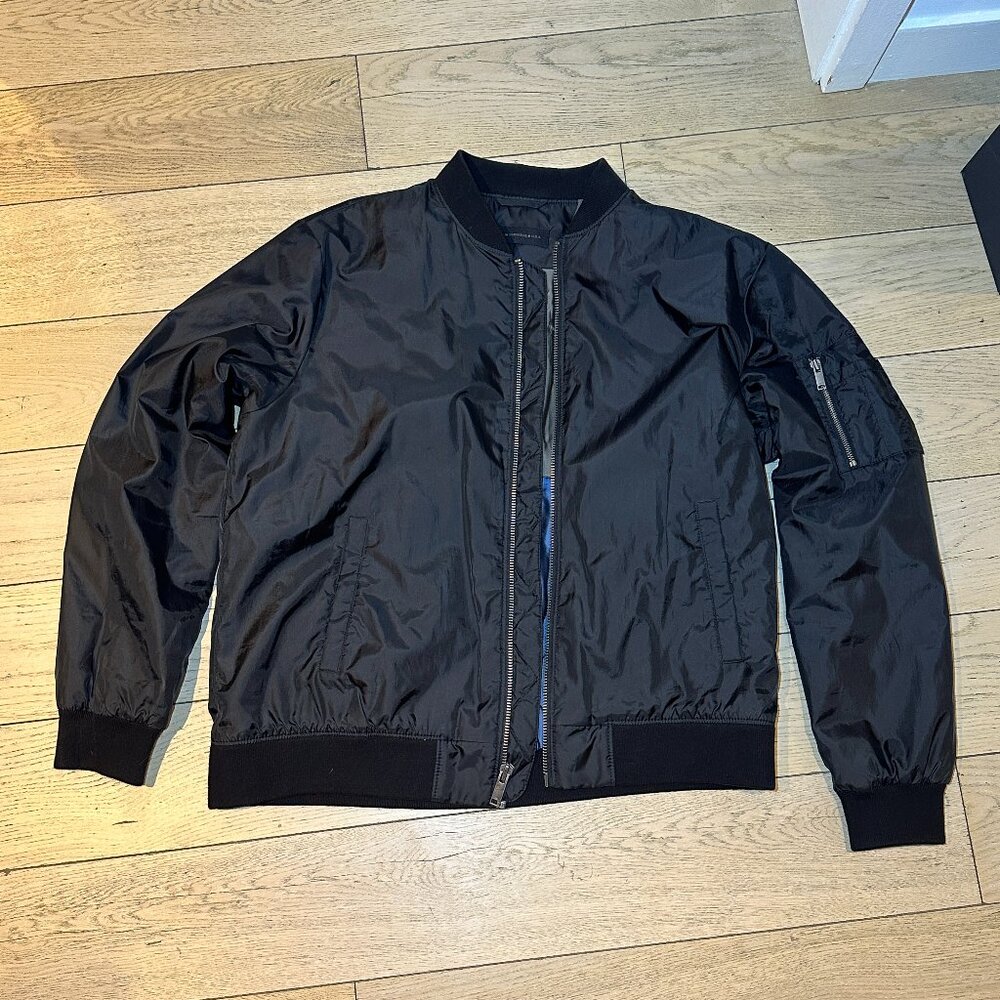 John Varvatos Black Bomber Jacket